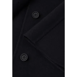 Abrigo con cuello redondo y botones de cuerno