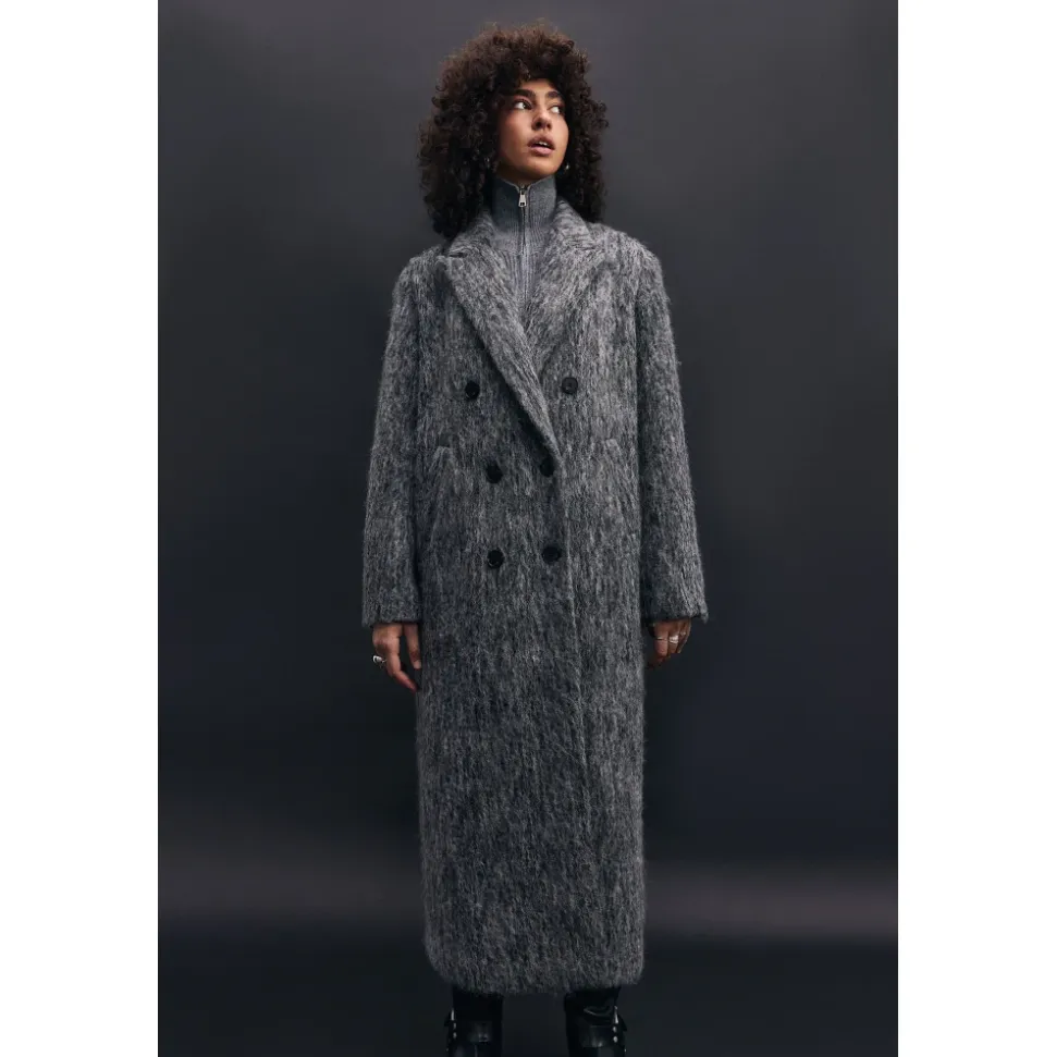 Abrigo de Lana Gris Oversized de Moda