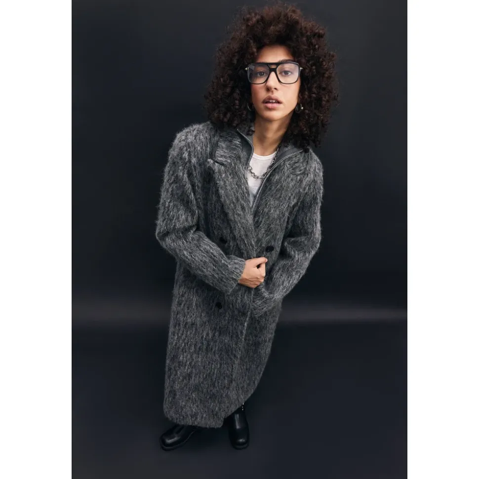 Abrigo de Lana Gris Oversized de Moda