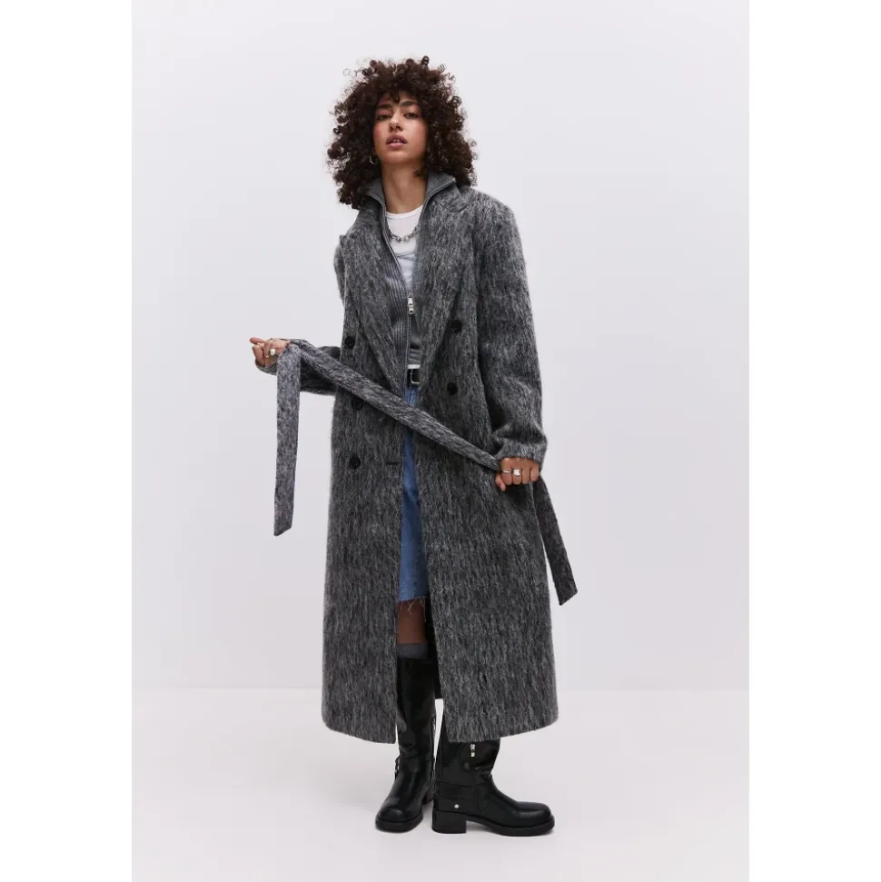 Abrigo de Lana Gris Oversized de Moda