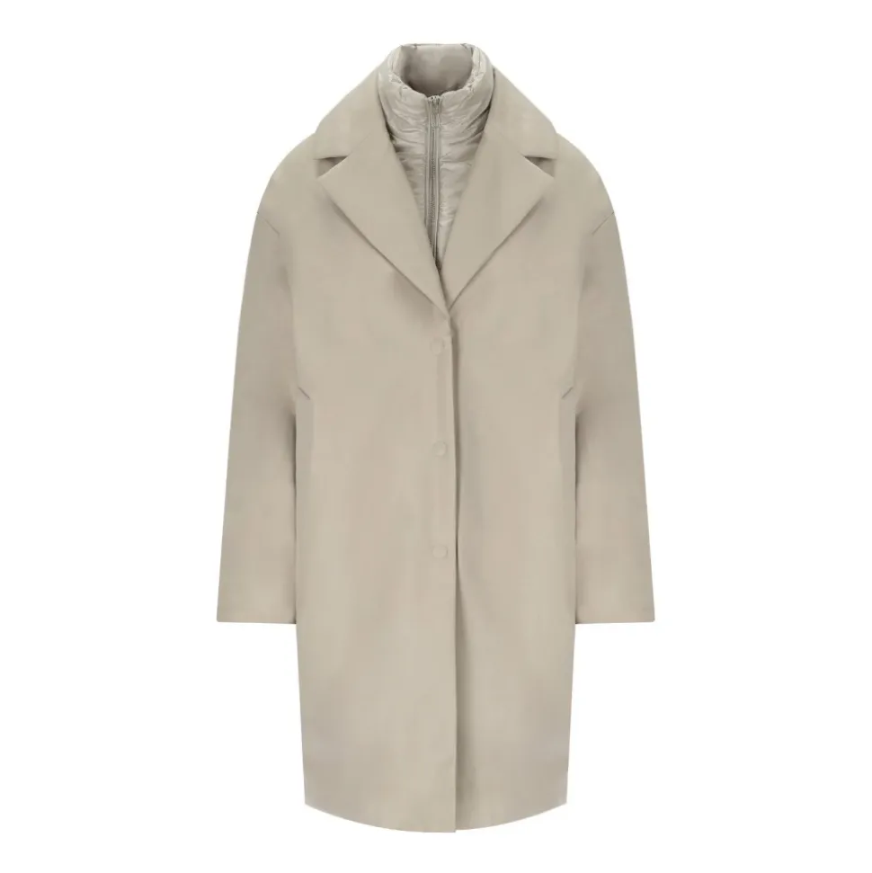 Abrigo Miranda de Algodón Beige con Cuello en V