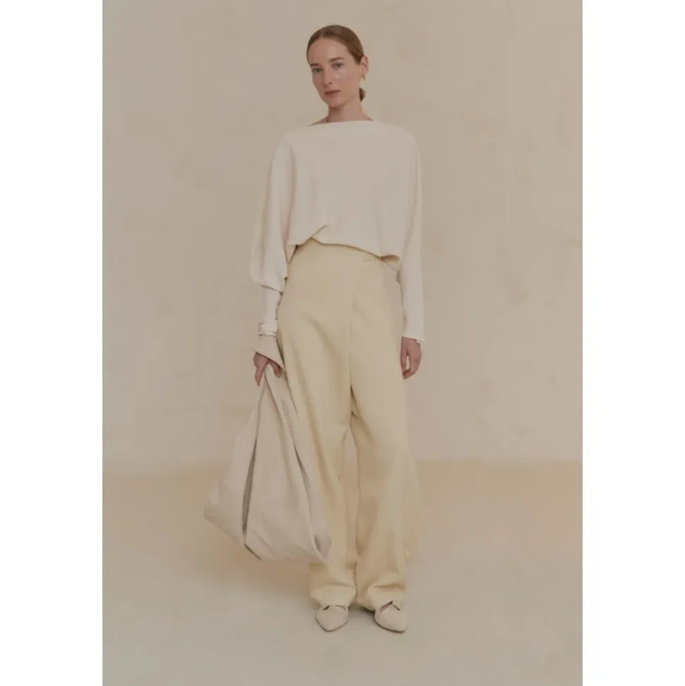 After, pantalon envolvente de lino arena-