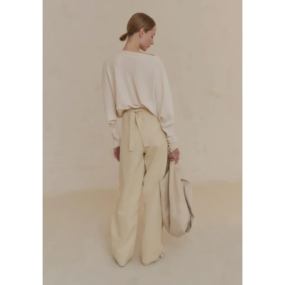 After, pantalon envolvente de lino arena-