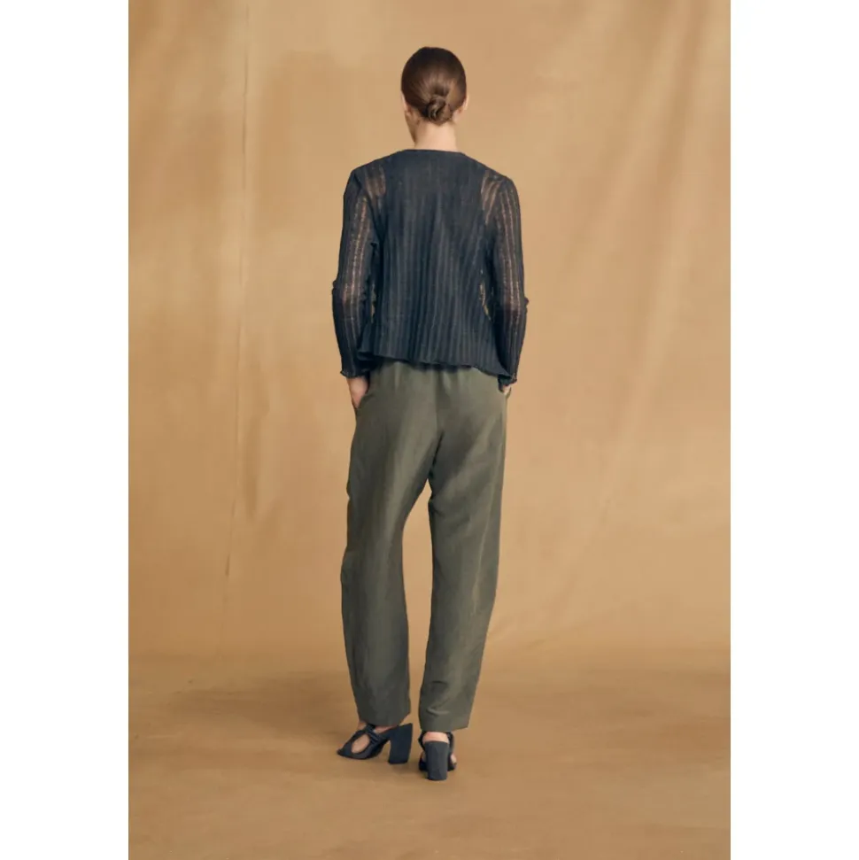 Ama, pantalon de lino y seda verde oceano-