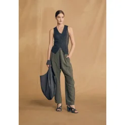 Ama, pantalon de lino y seda verde oceano-