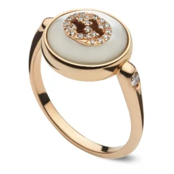 Anillo entrelazado en oro rosa, nácar, diamante, pavé de GG