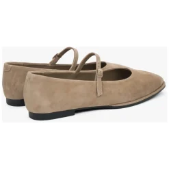 Bailarinas beige para mujeres con hebilla de terciopelo suave
