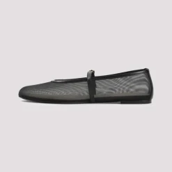 Bailarinas Negras Cuero Malla Zapatos Elegantes
