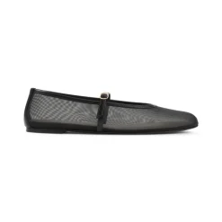 Bailarinas Negras Cuero Malla Zapatos Elegantes