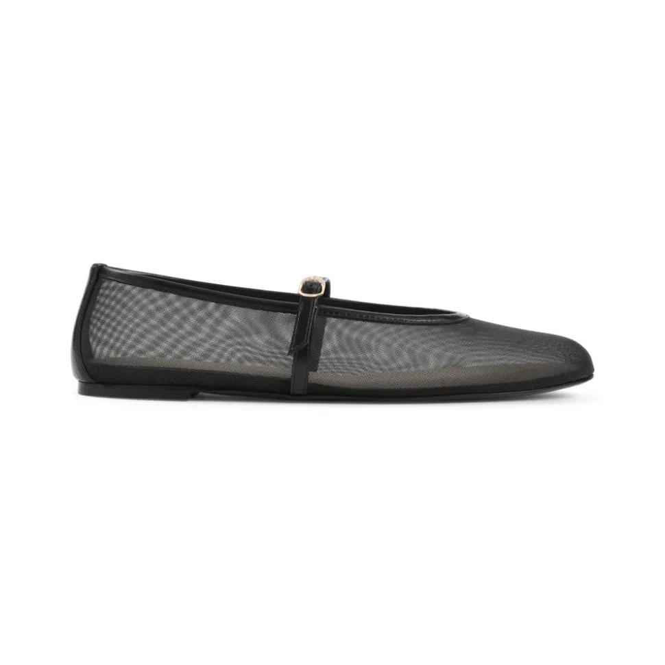 Bailarinas Negras Cuero Malla Zapatos Elegantes