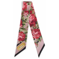 Bandeau de Twill de Seda con Estampado de Ramo de Rosas