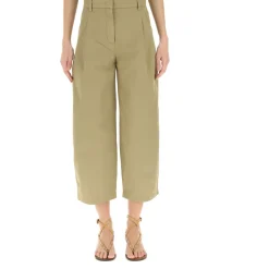 Beige Cargo Cropped Wide Leg Trousers