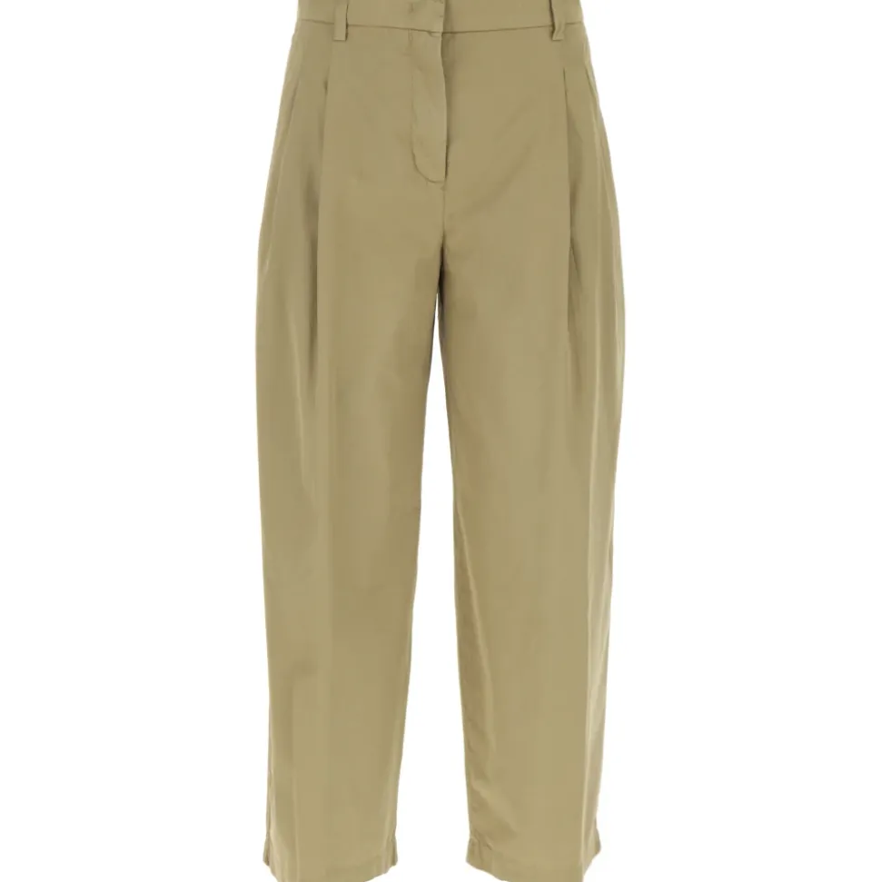 Beige Cargo Cropped Wide Leg Trousers