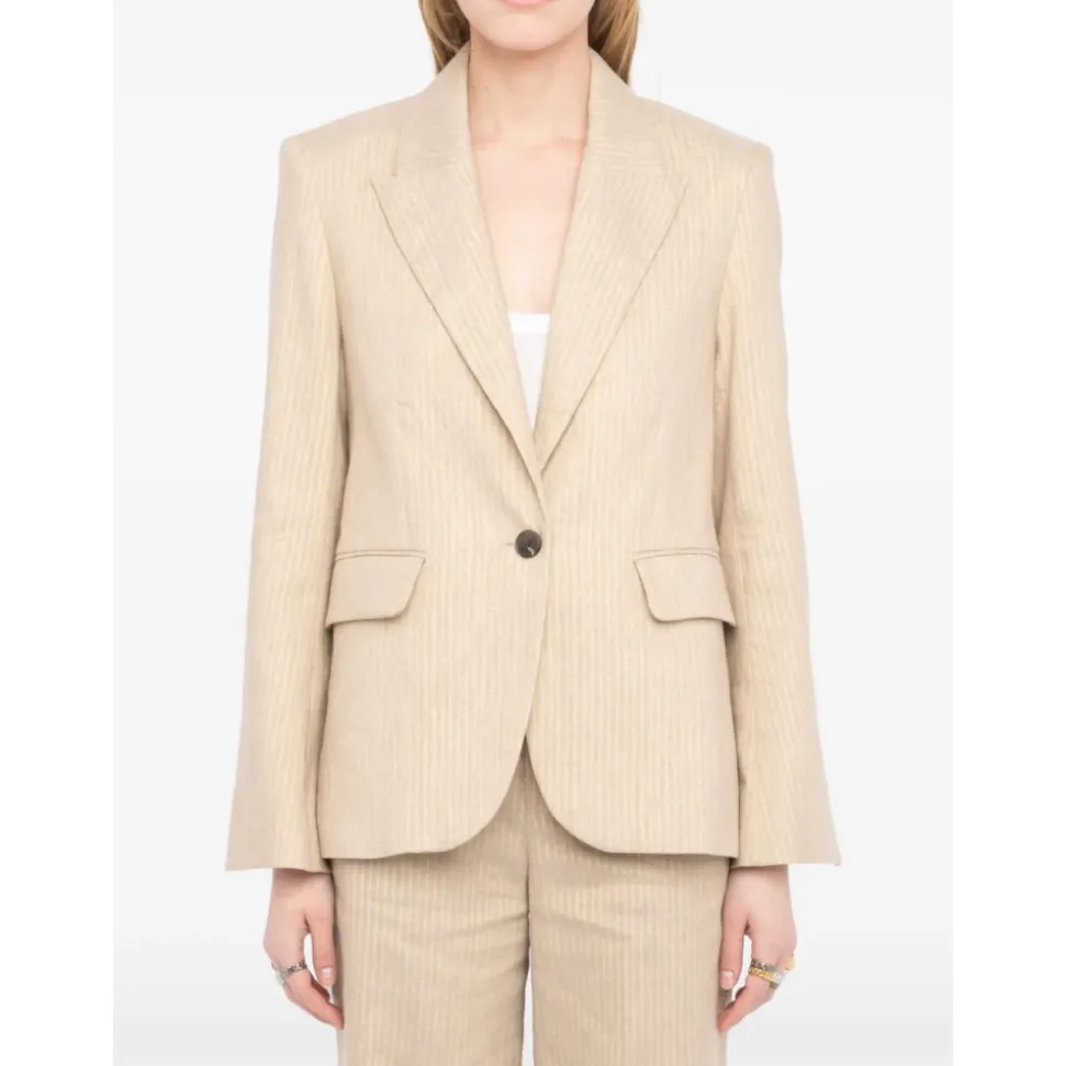 BLAZER BEIGE RAYAS DORADAS