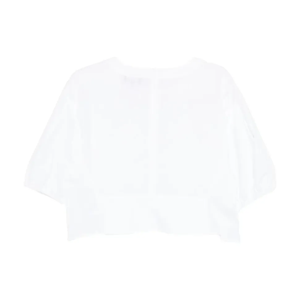 Blusa Corta con Mangas Abullonadas