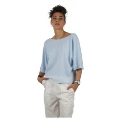 Blusa de jersey de algodón, cuello barco