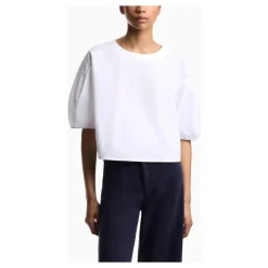Blusa de popelina con mangas abullonadas
