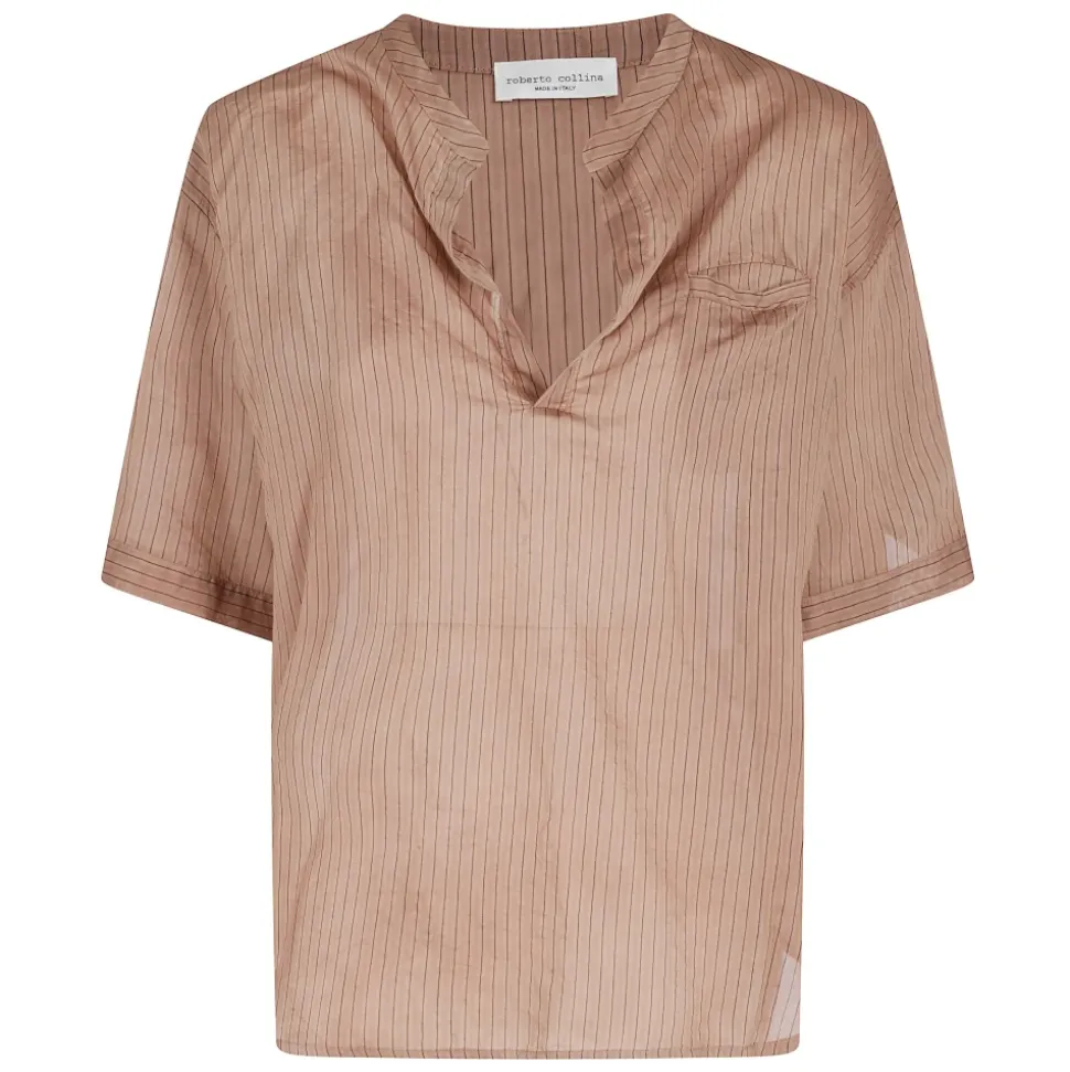 Blusa de rayas con cuello en V