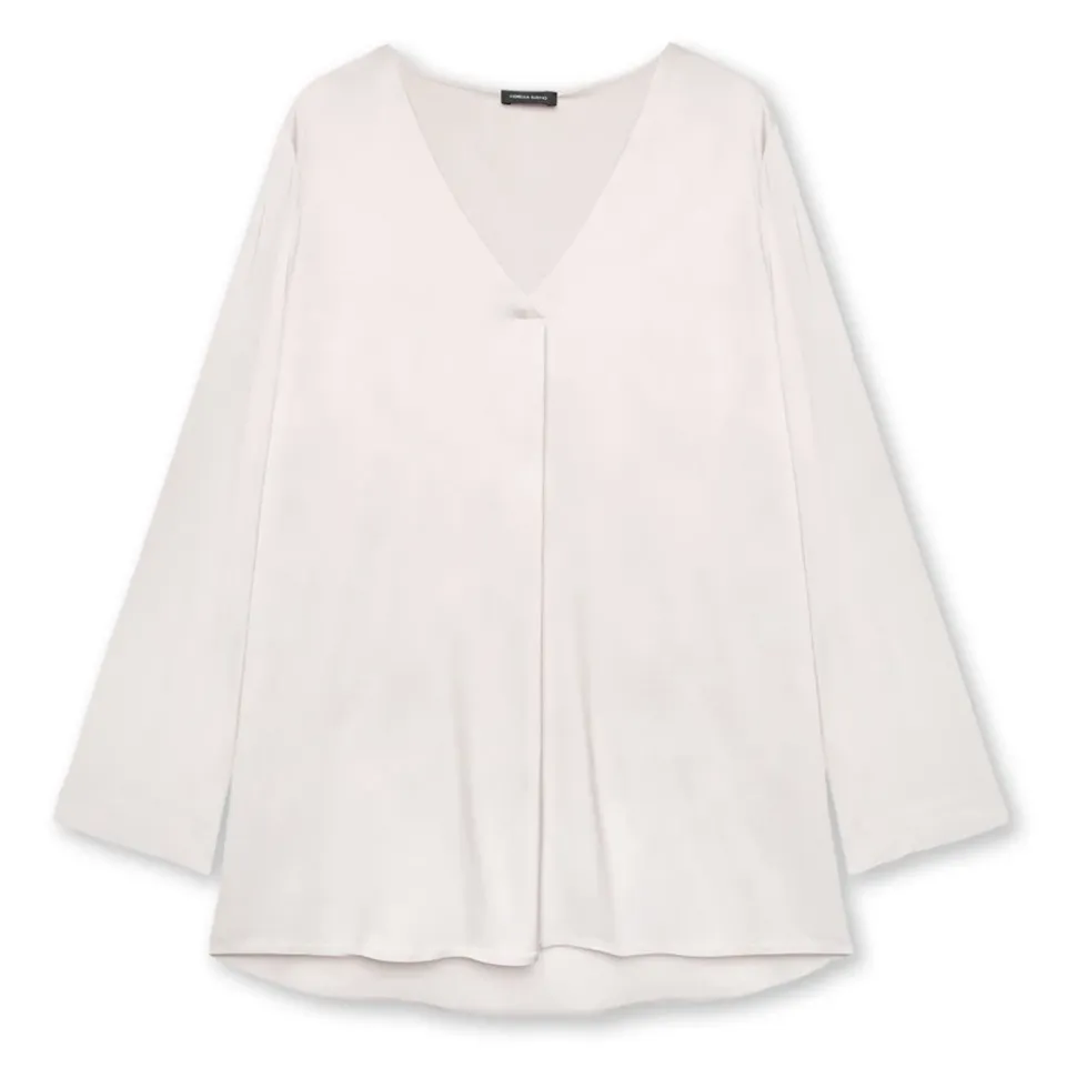 Blusa de satén de viscosa con cuello en V