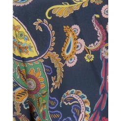 Blusa de seda con estampado floral y cachemir colocado