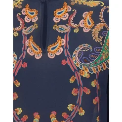 Blusa de seda con estampado floral paisley colocado