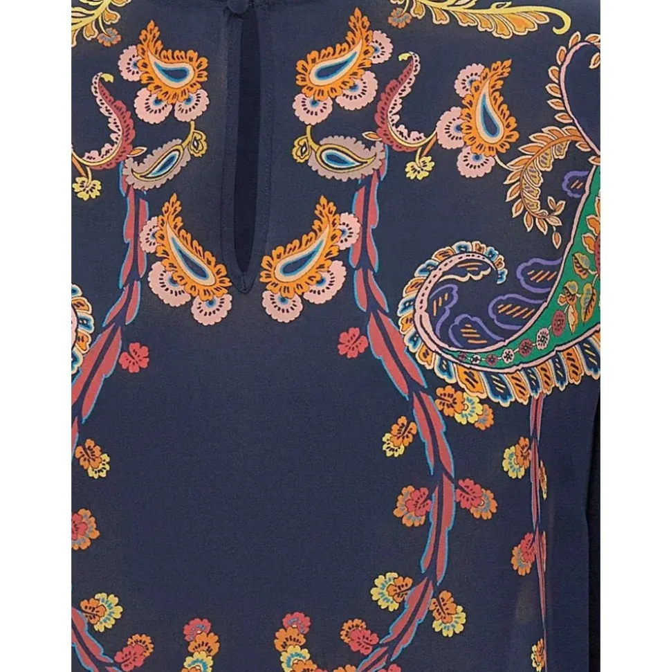 Blusa de seda con estampado floral paisley colocado
