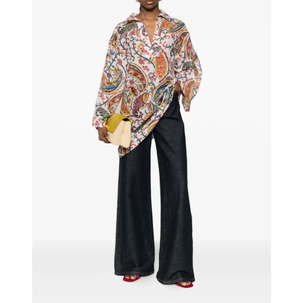 Blusa Estampada de Algodón y Seda