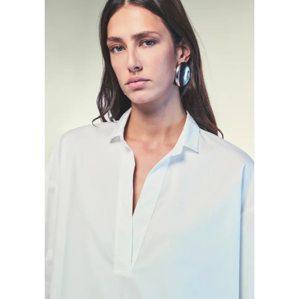 Blusa Oversize de Algodón con Cuello en V