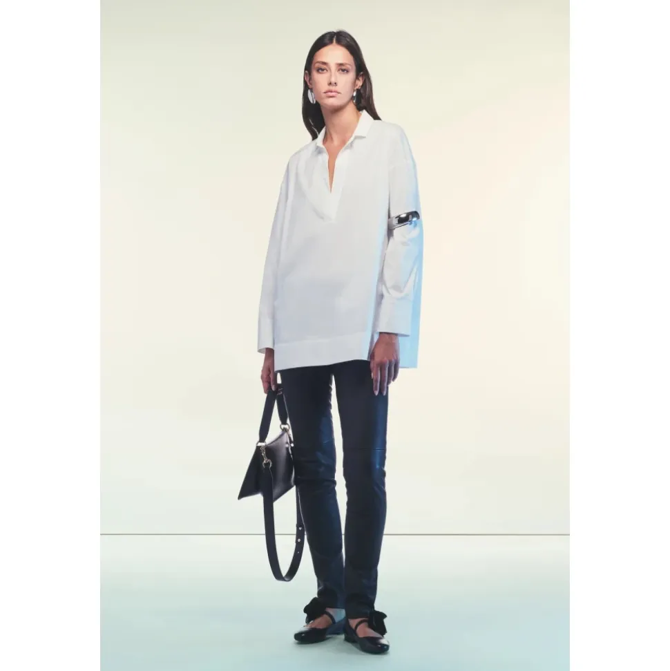 Blusa Oversize de Algodón con Cuello en V