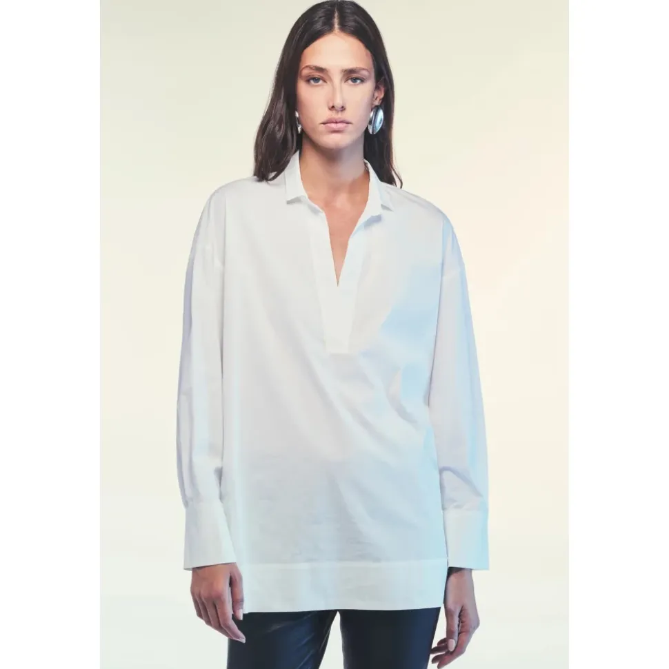 Blusa Oversize de Algodón con Cuello en V