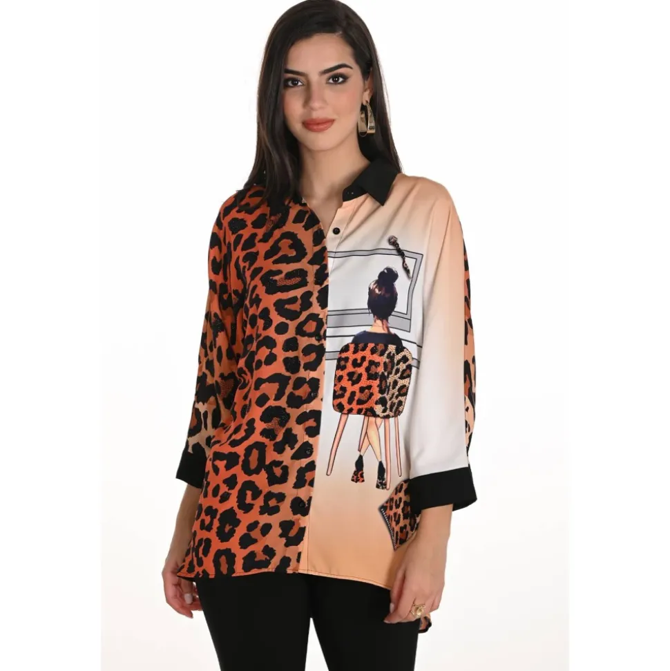 Blusa Tejida Negro/Naranja