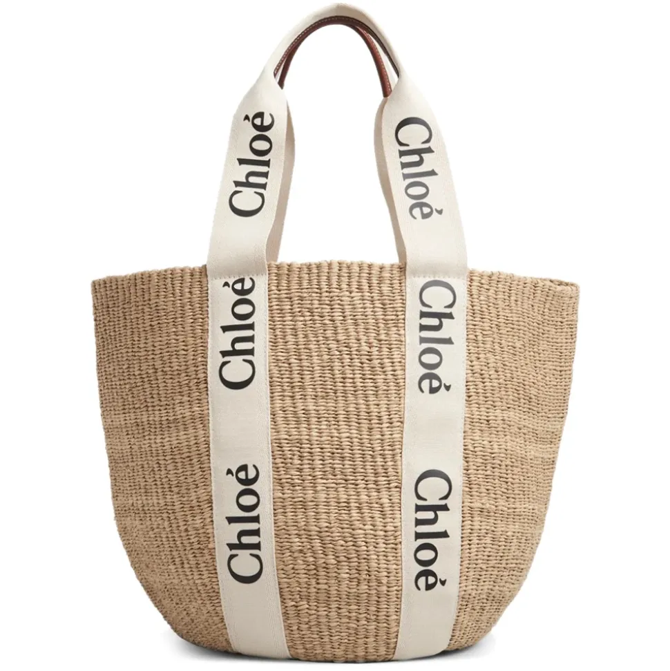 Bolso de Hombro Blanco Elegante Cesta Grande