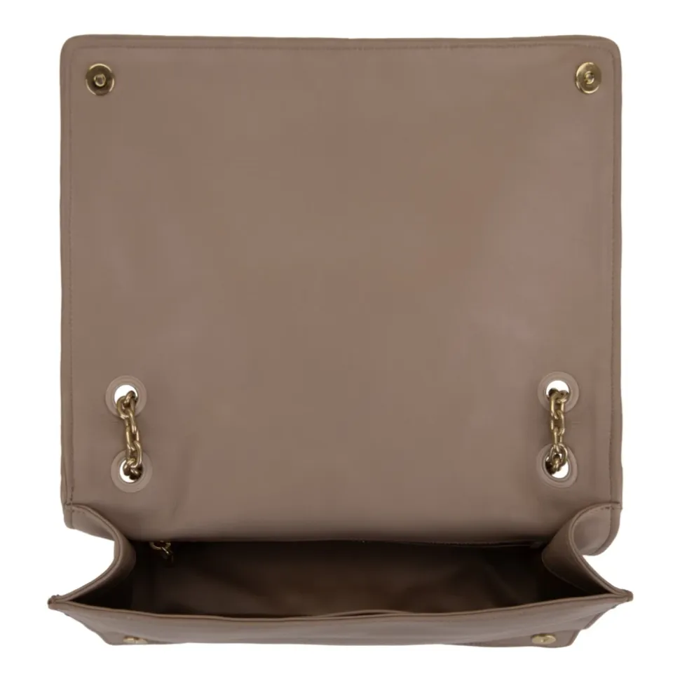 Bolso de Hombro con Botón Magnético de Cuero