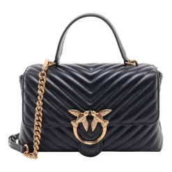 Bolso de mano de cuero matelassé con hebilla Love Birds