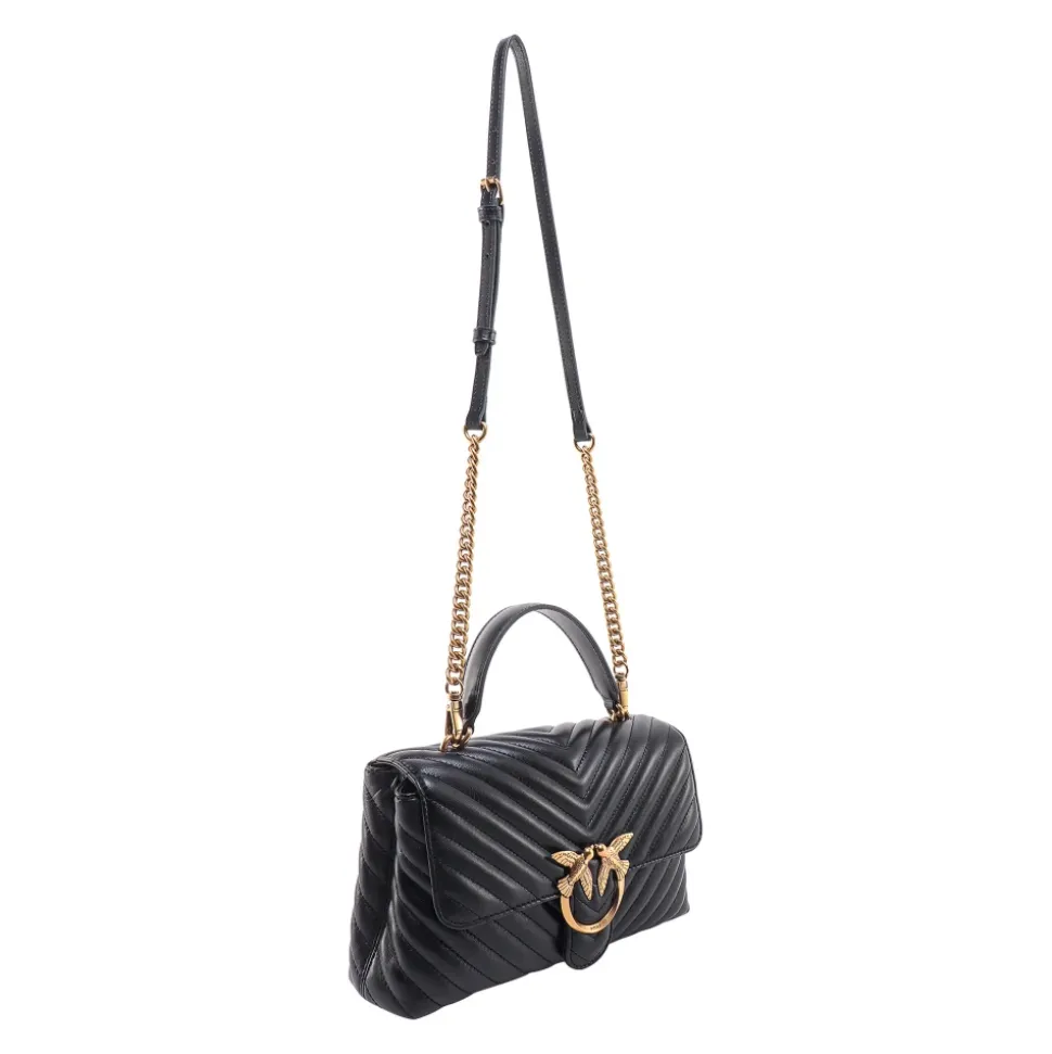 Bolso de mano de cuero matelassé con hebilla Love Birds