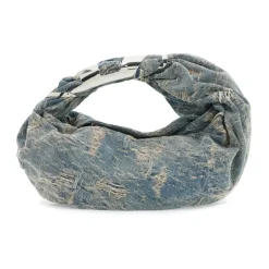 Bolso Hobo de Denim Desgastado con Oval D