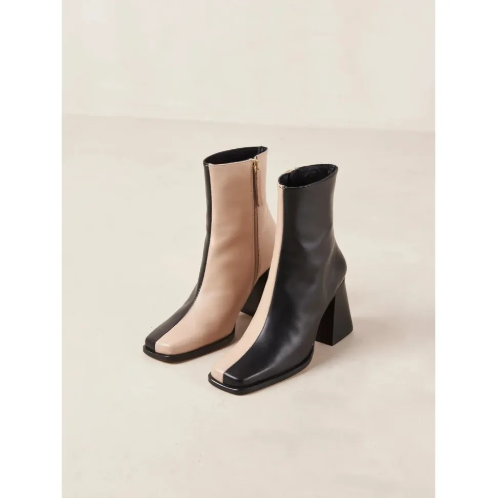 Bota de Cuero Bicolor - Piedra Beige Negro