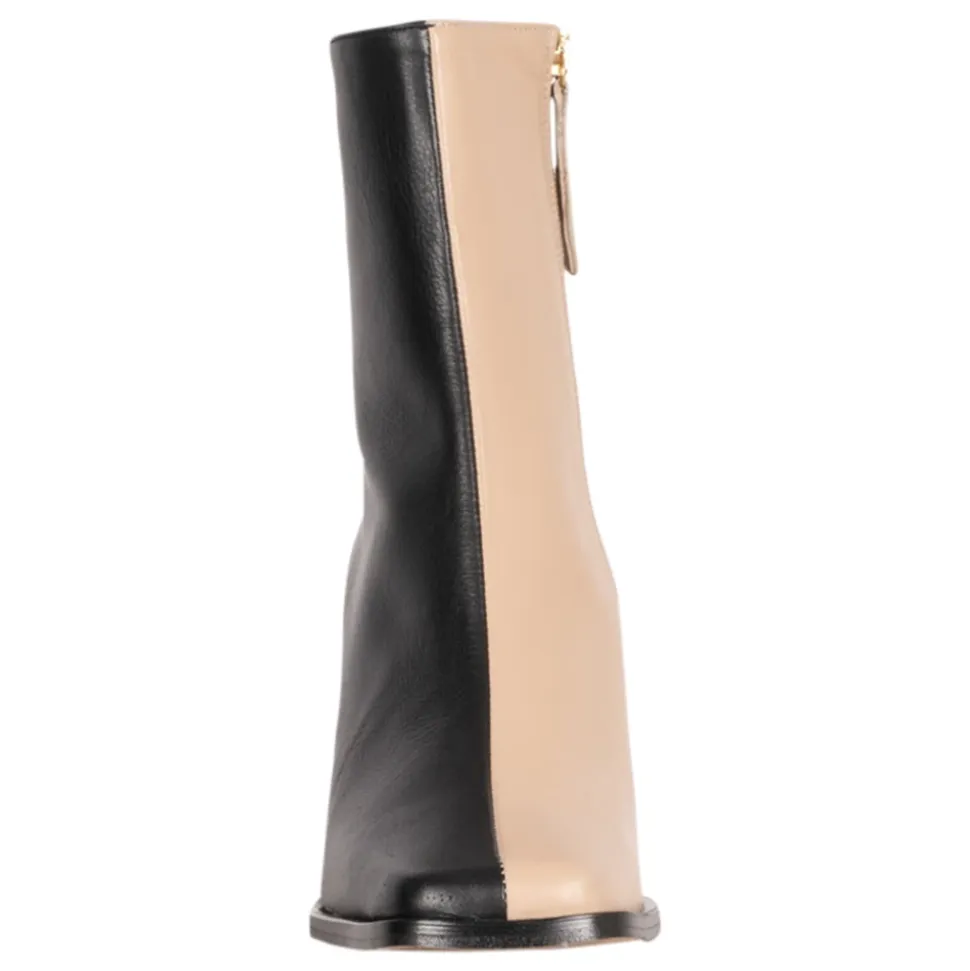 Bota de Cuero Bicolor - Piedra Beige Negro