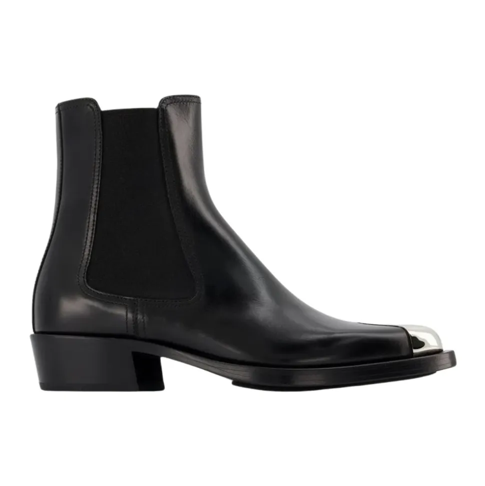 Botas Boxcar de Cuero Negro/Plata