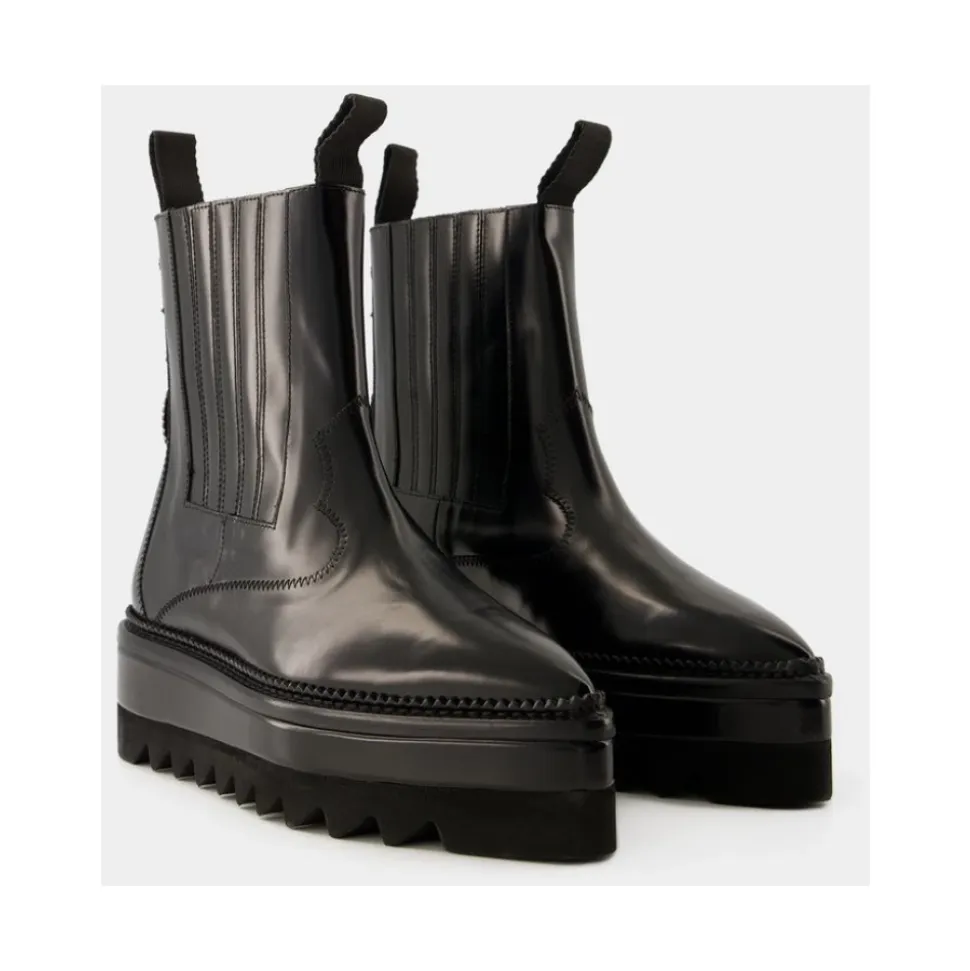 Botas Chelsea de Cuero Negro para Mujeres