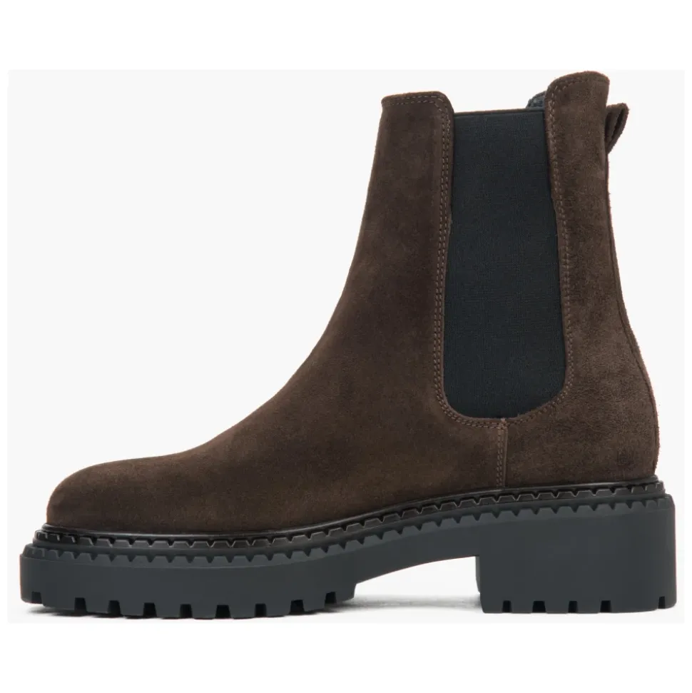 Botas Chelsea de plataforma marrón para mujer en auténtico terciopelo italiano