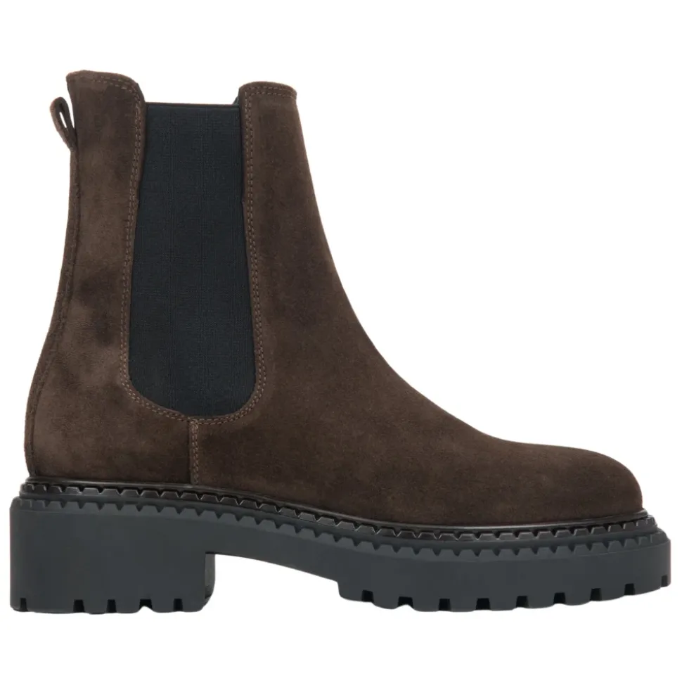 Botas Chelsea de plataforma marrón para mujer en auténtico terciopelo italiano