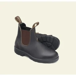 Botas Chelsea Elásticas de Cuero Marrón Robusto