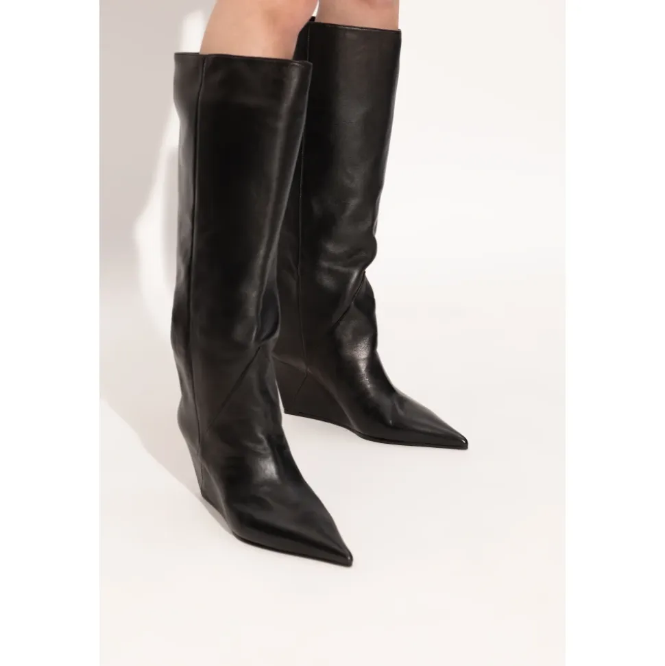 Botas de cuña de cuero