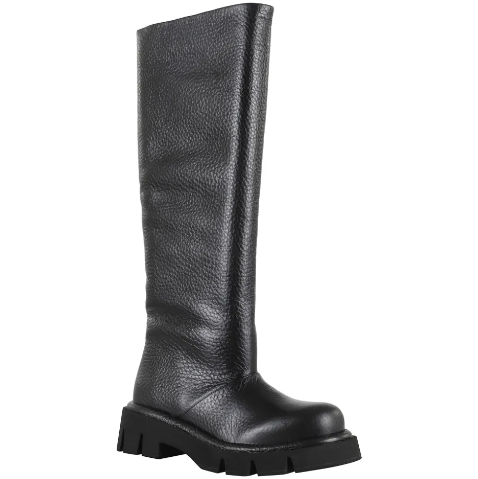 Botas de cuero martillado negro