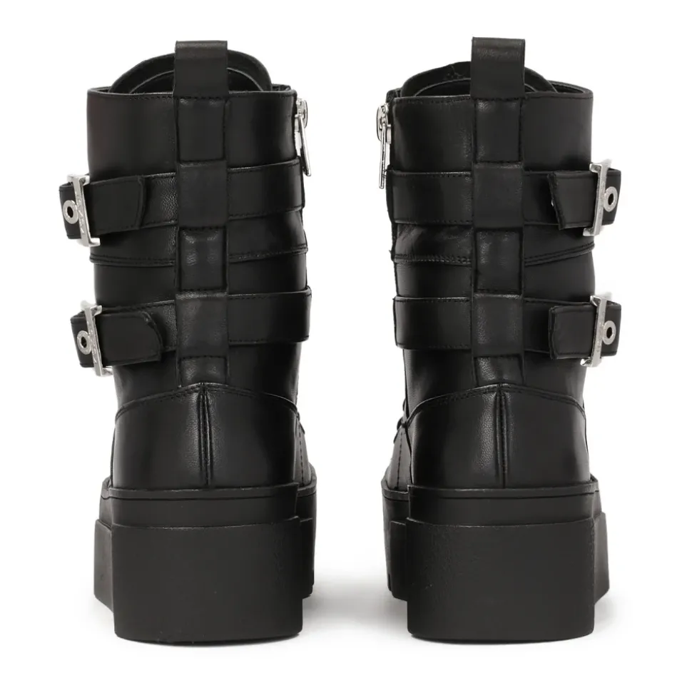 Botas de plataforma de cuero estilo rock