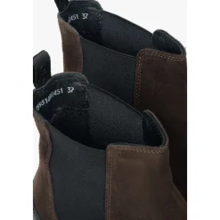 Botines Chelsea marrones oscuros para mujer hechos de auténtico terciopelo premium