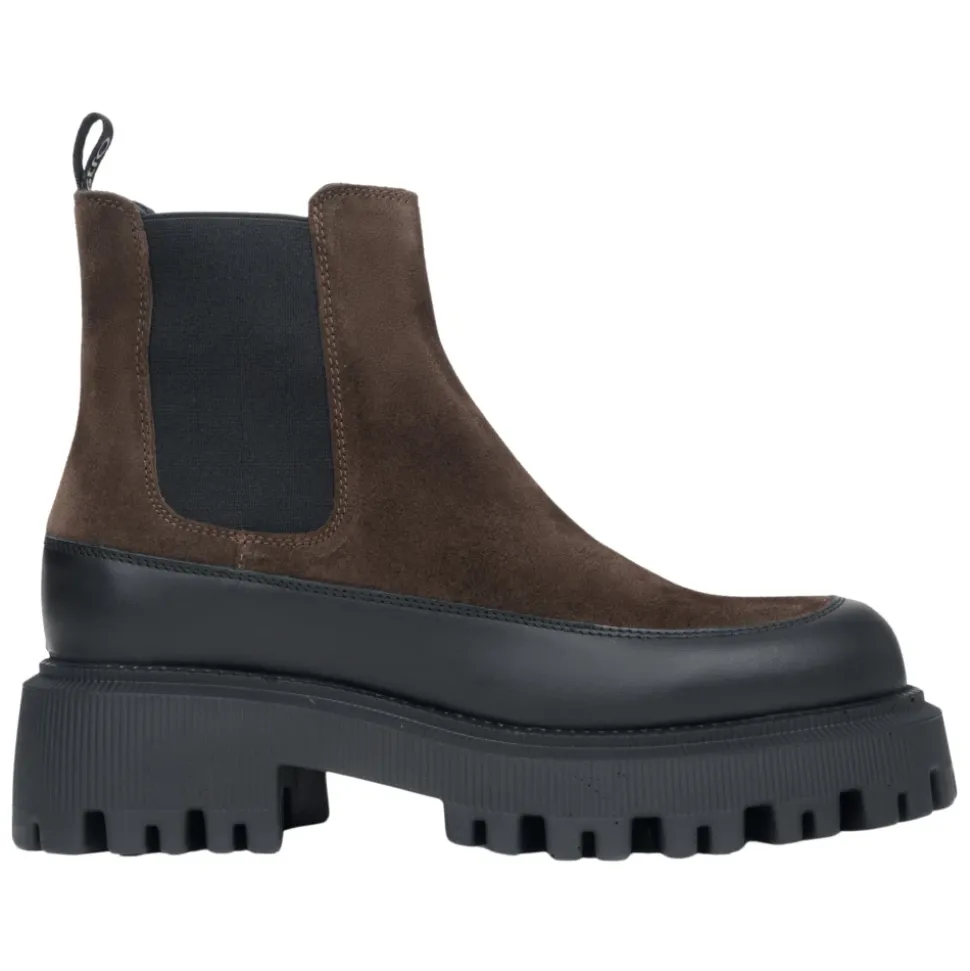 Botines Chelsea marrones oscuros para mujer hechos de auténtico terciopelo premium