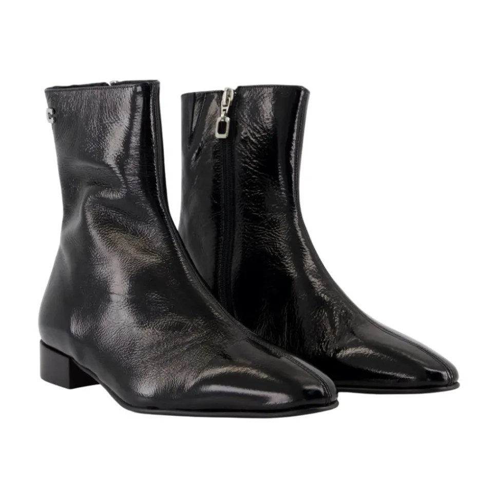 Botines de Cuero Negro - Piel de Becerro Texturizada