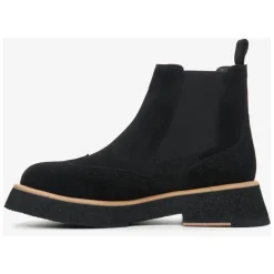 Botines negros de ante con detalles marrones